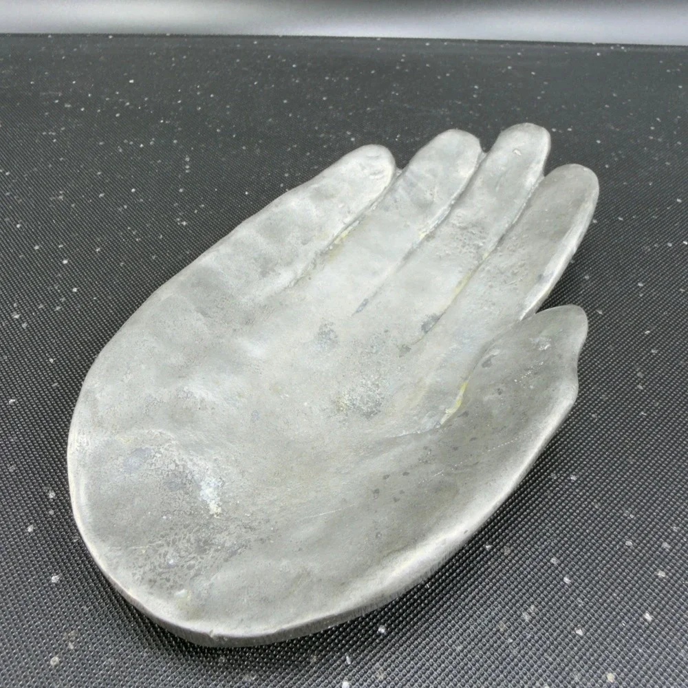 Patrick Meyer Pewter Art Hand Brutalist Modernist Jewelry Trinket Dish Catchall‎